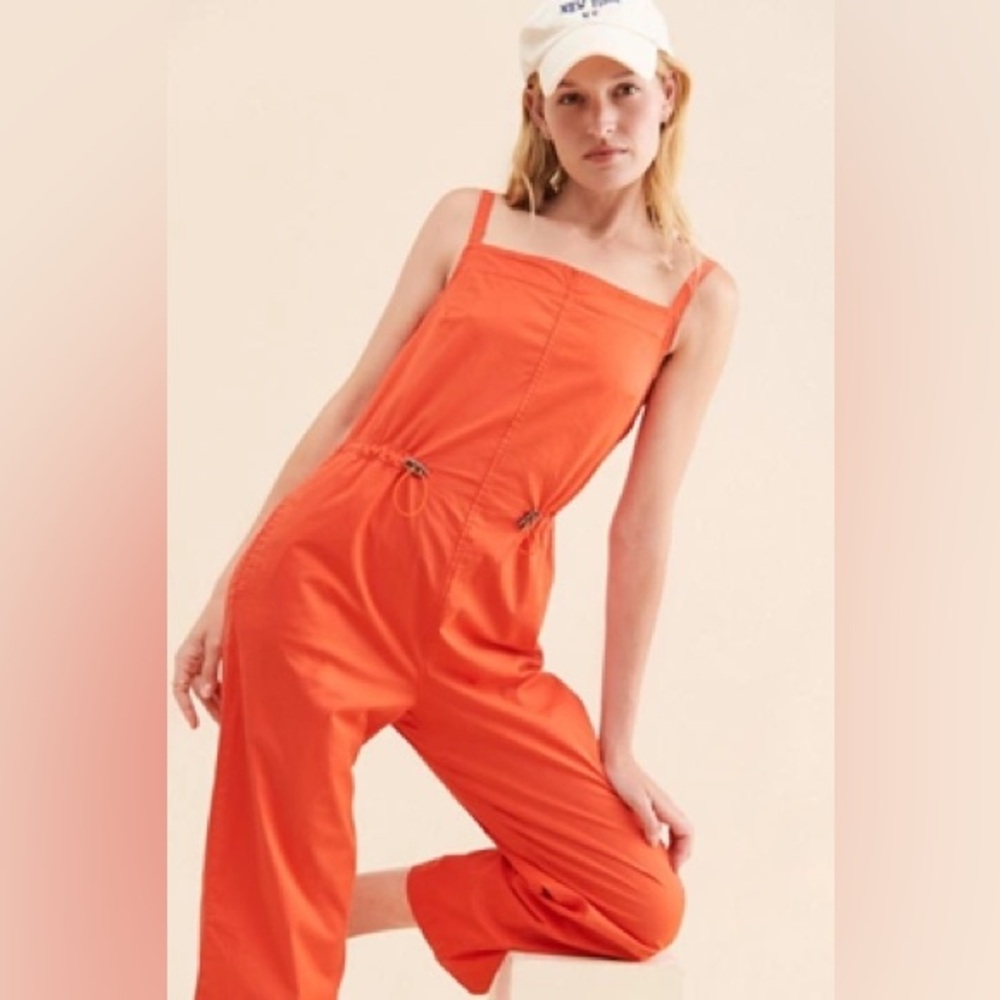 Pistola Womens Adela Daytime Jumpsuit Womens Medium Square Neck Wide Leg Orange